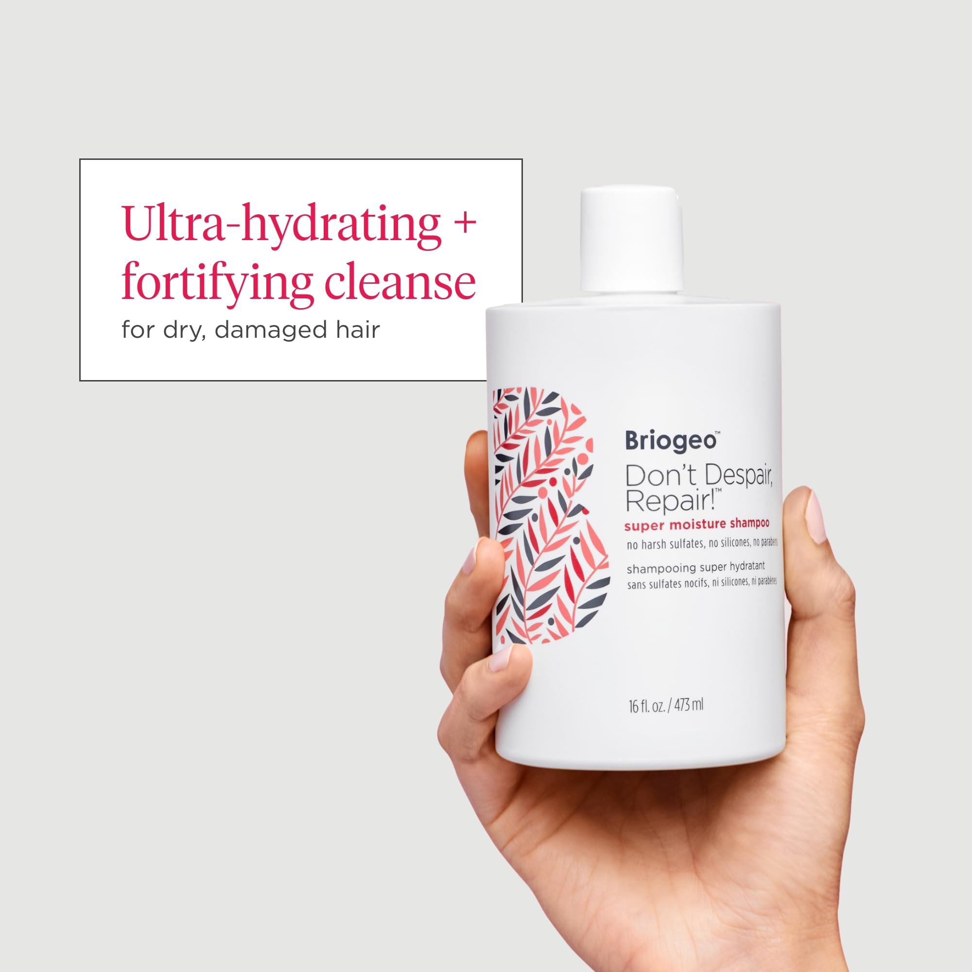 8 oz Briogeo Don't Despair, Repair! packaging signals a vegan, cruelty-free formula