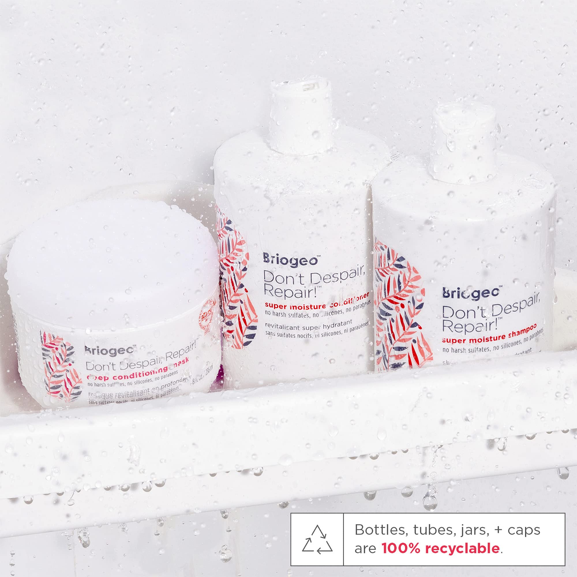 Rinsed hair appears smoother after using Briogeo Don't Despair, Repair! daily