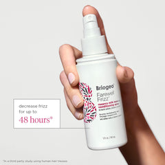 Briogeo Farewell Frizz Rosarco Milk applied to damp hair for easy detangling.
