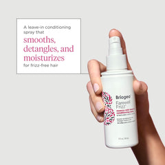 Briogeo Farewell Frizz Rosarco Milk application scene promises detangling ease.