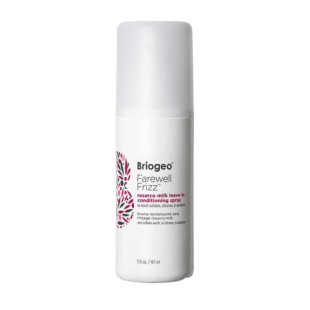 Briogeo Farewell Frizz Rosarco Milk bottle ready for smooth, frizz-free styling.