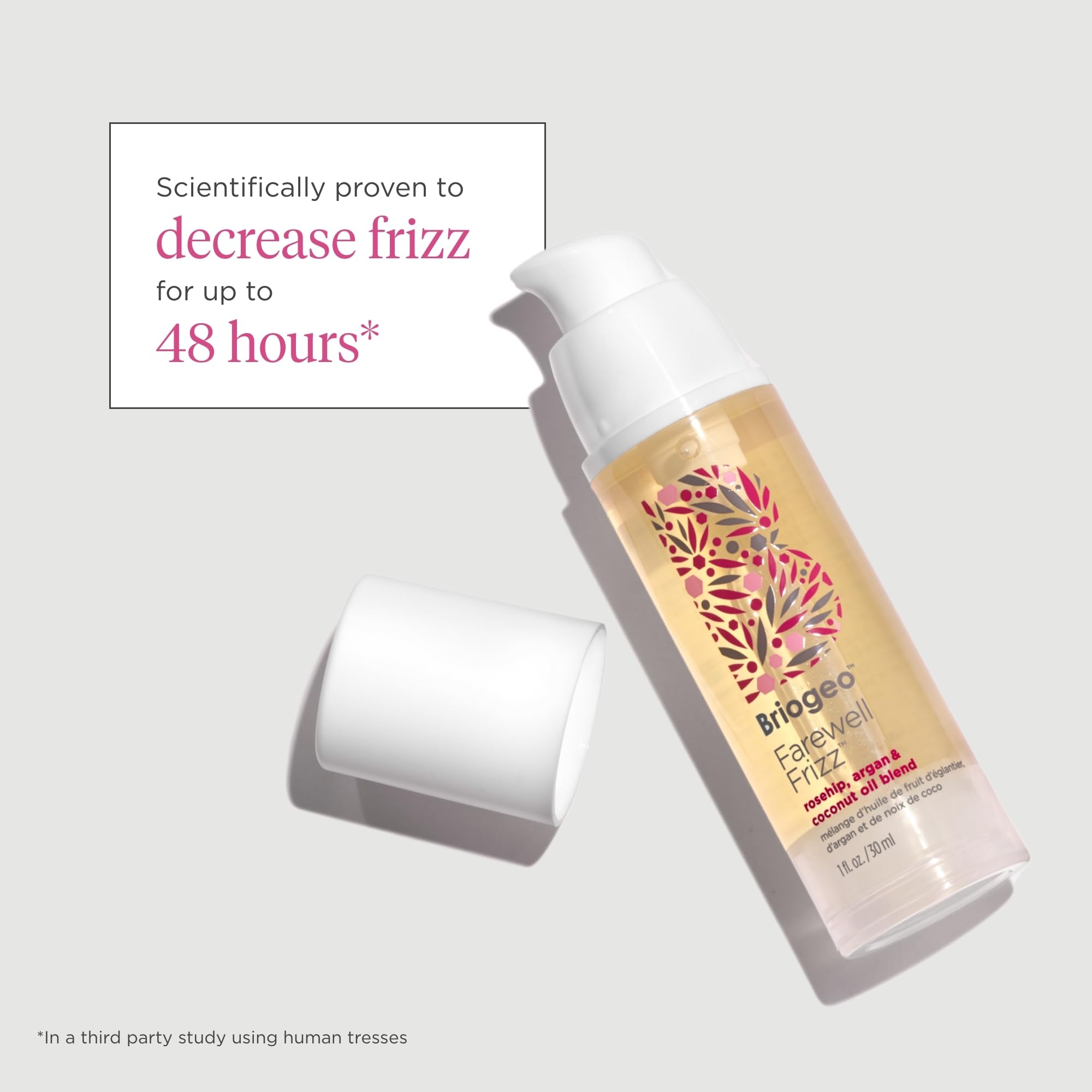 Briogeo Farewell Frizz on dry hair calming flyaways and adding shine