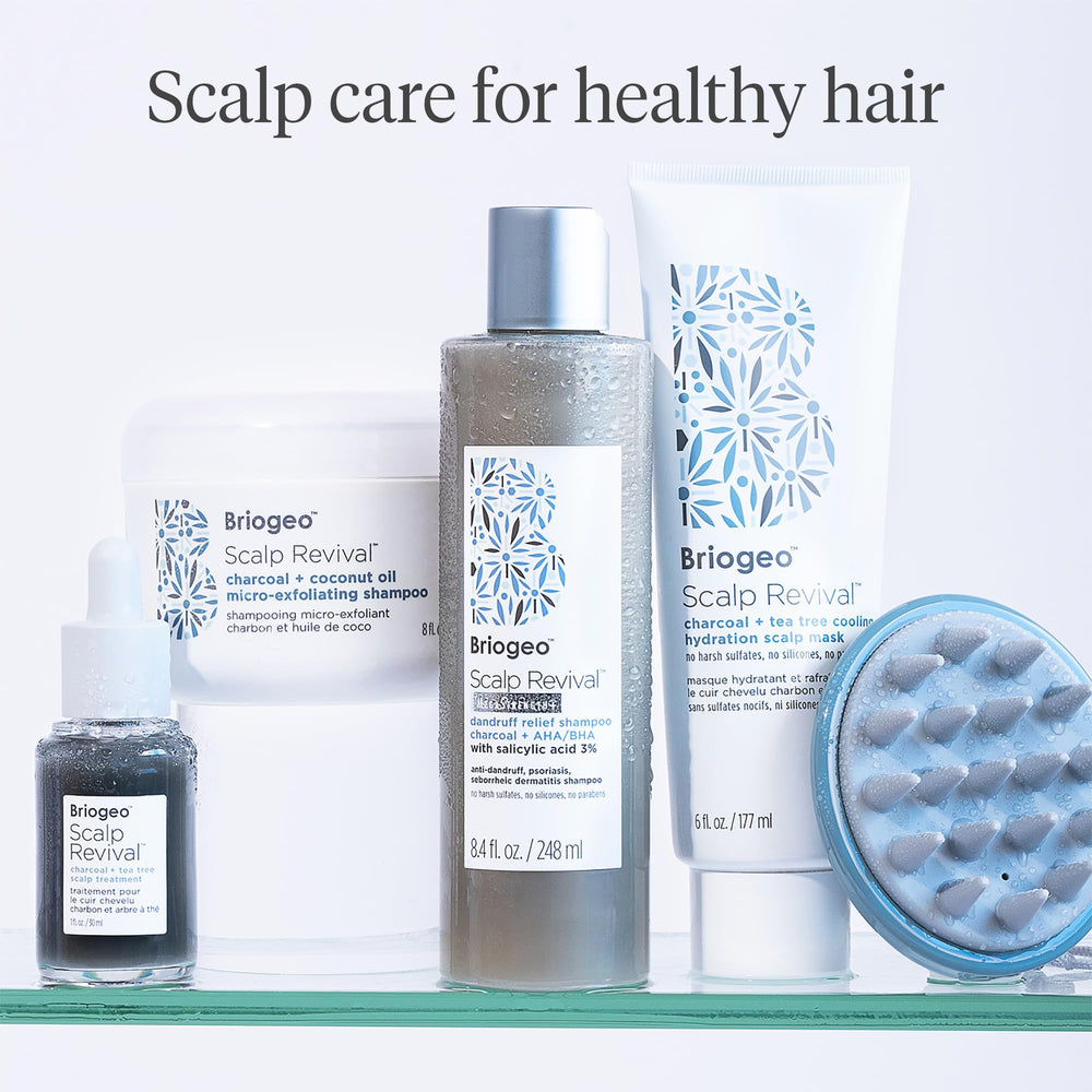 Briogeo Scalp Revival application routine illustrates weekly mask use.