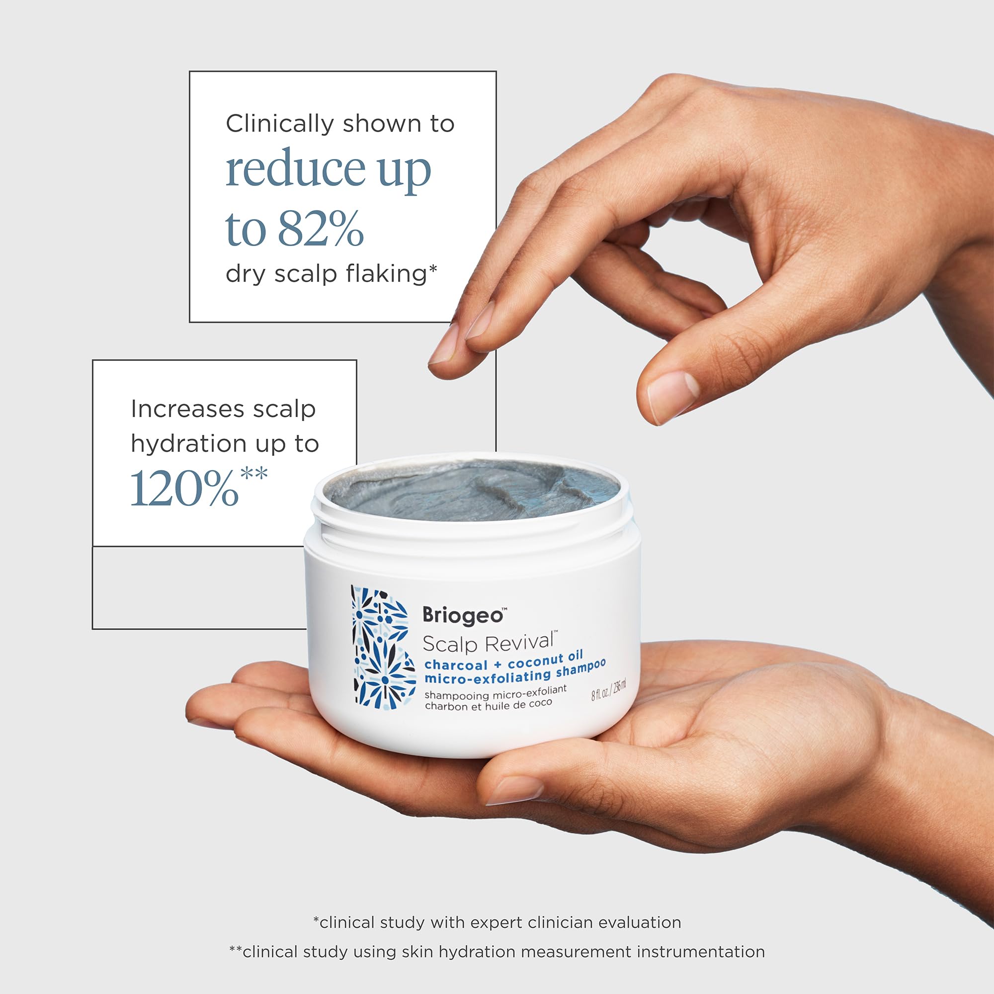 Briogeo Scalp Revival packaging on shelf reinforces travel-size convenience