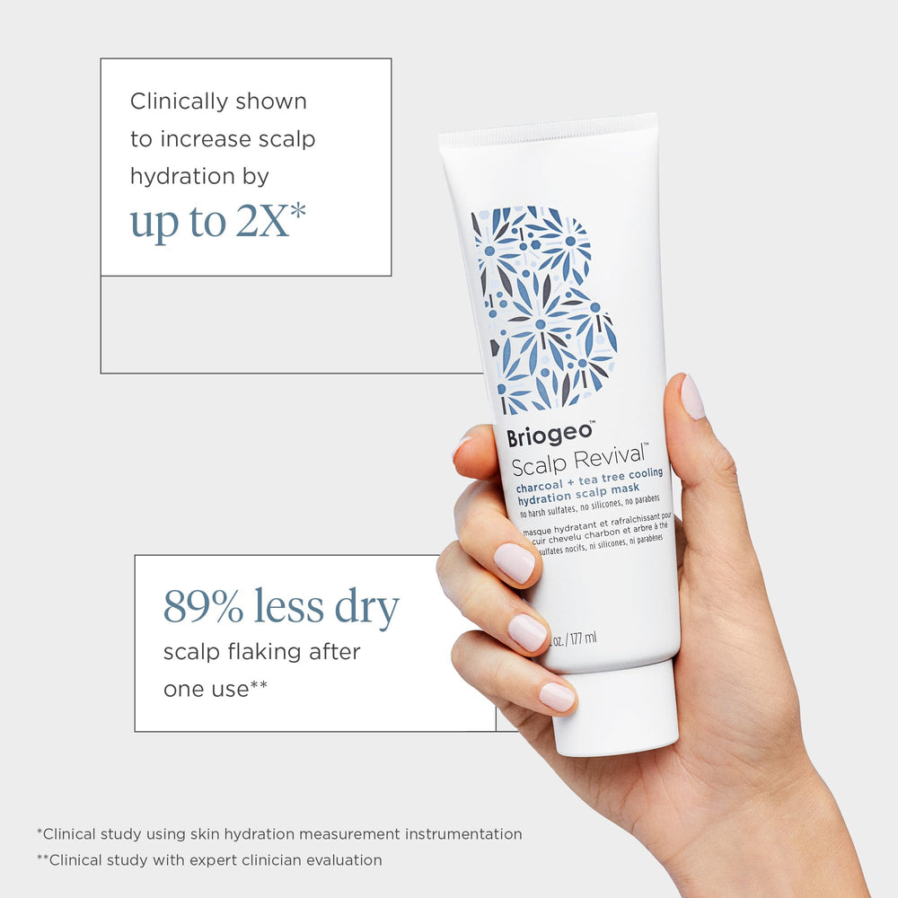 Briogeo Scalp Revival coconut oil close-up shows deep moisturization and balance.