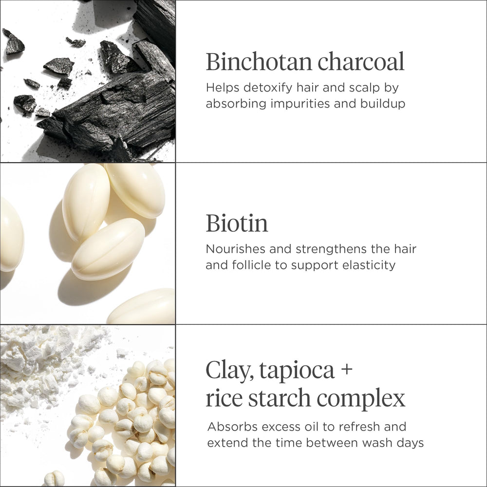 Briogeo Scalp Revival oil-absorbing starches soaking up excess oil.
