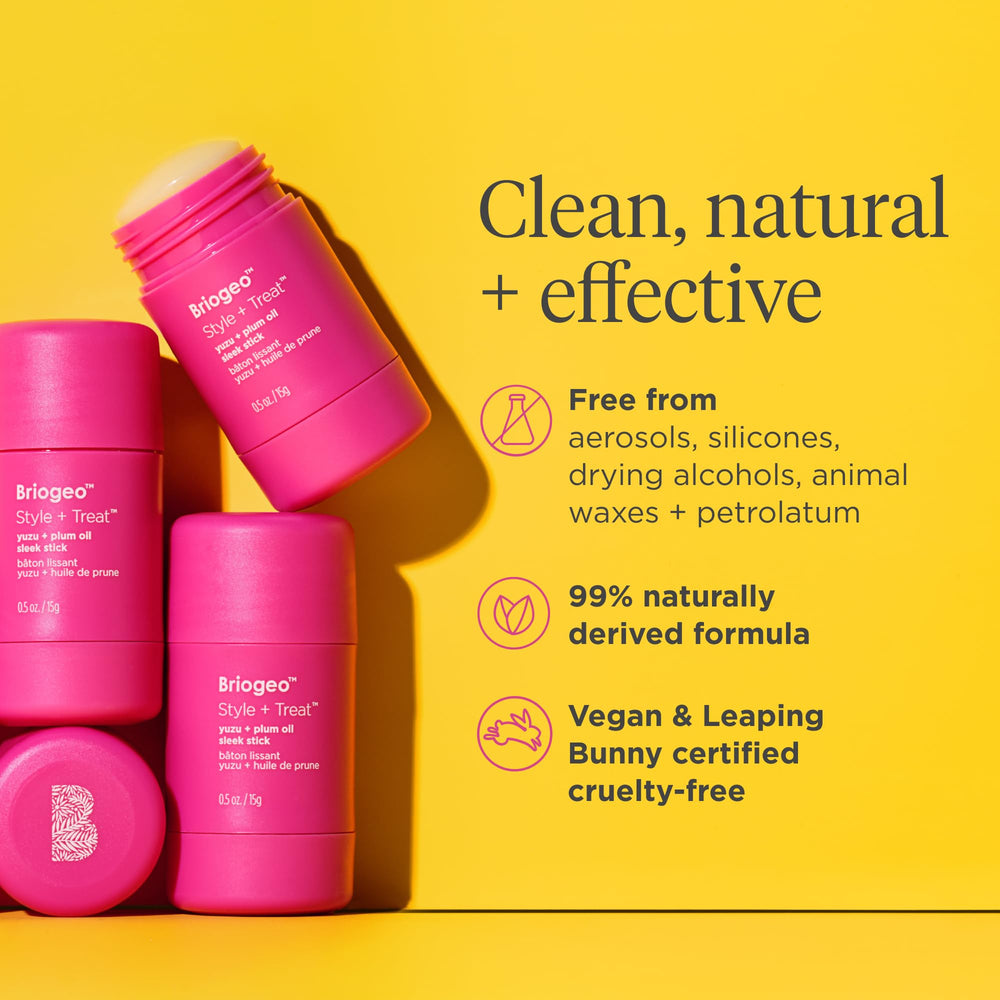 Briogeo Style + Treat Sleek Stick vegan, cruelty-free hair care option.