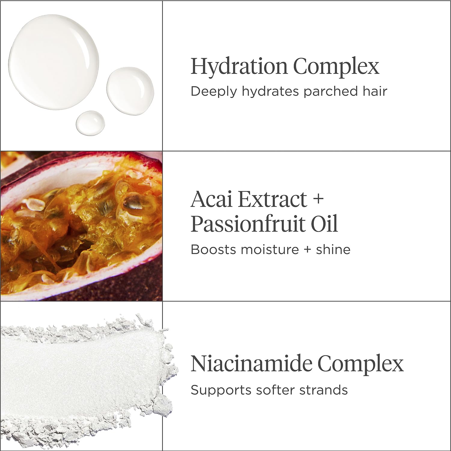 Applying Briogeo mask to hair section demonstrates lightweight hydration