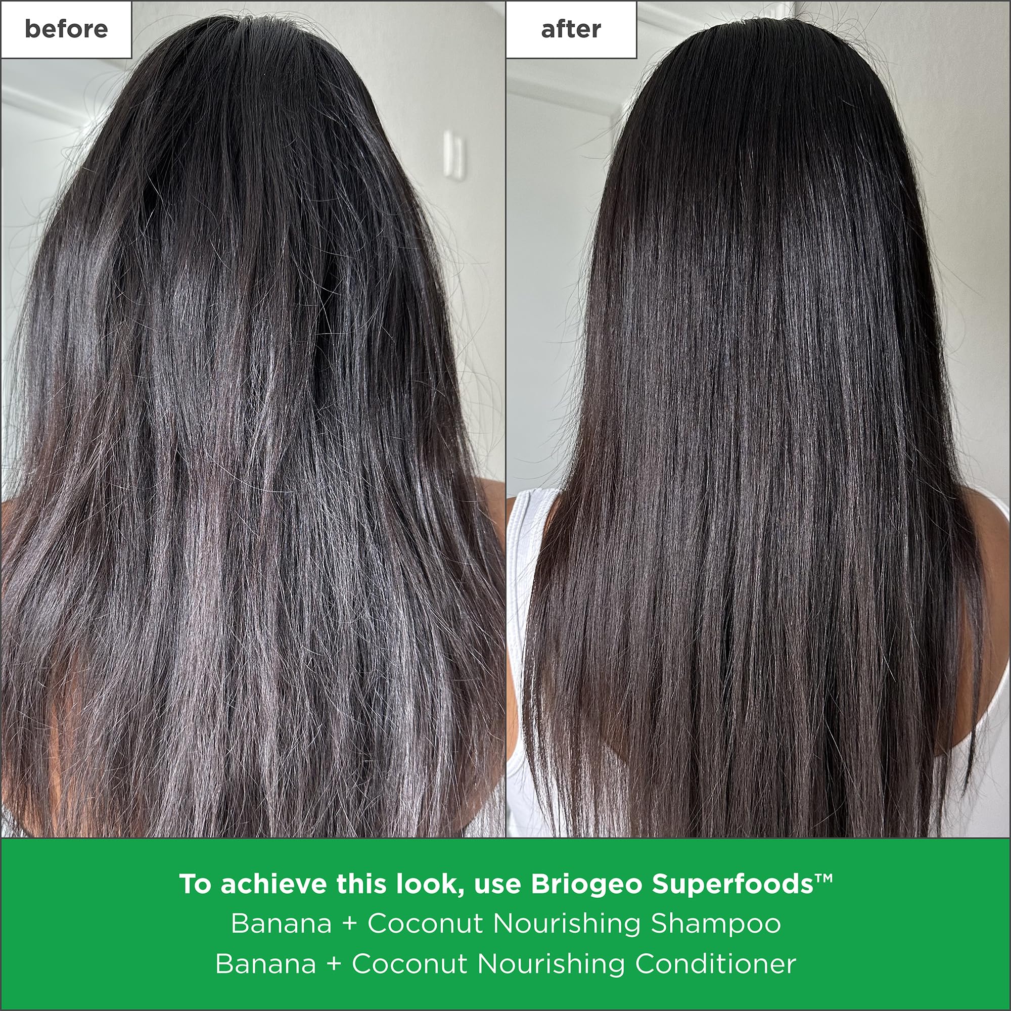 Briogeo Superfoods Banana Coconut Conditioner being applied for detangling and softness