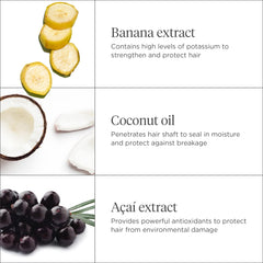 Briogeo Superfoods Banana Coconut Conditioner texture close-up reveals smooth, hydrated strands