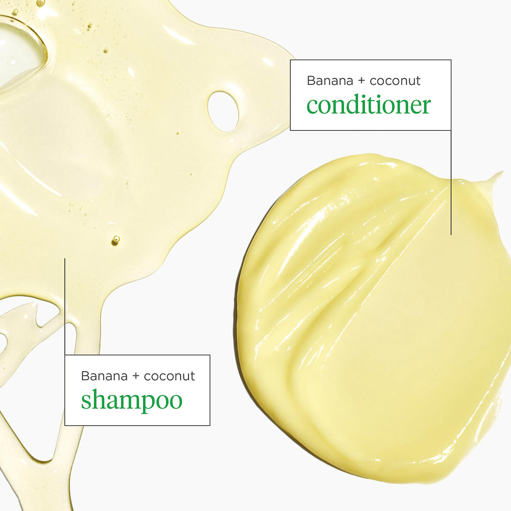 Briogeo Superfoods Banana Coconut Hair Pack coconut oil drop emphasizes moisture sealing properties