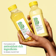 Briogeo Superfoods Banana Coconut Hair Pack conditioner bottle smooths and nourishes frizz-prone strands