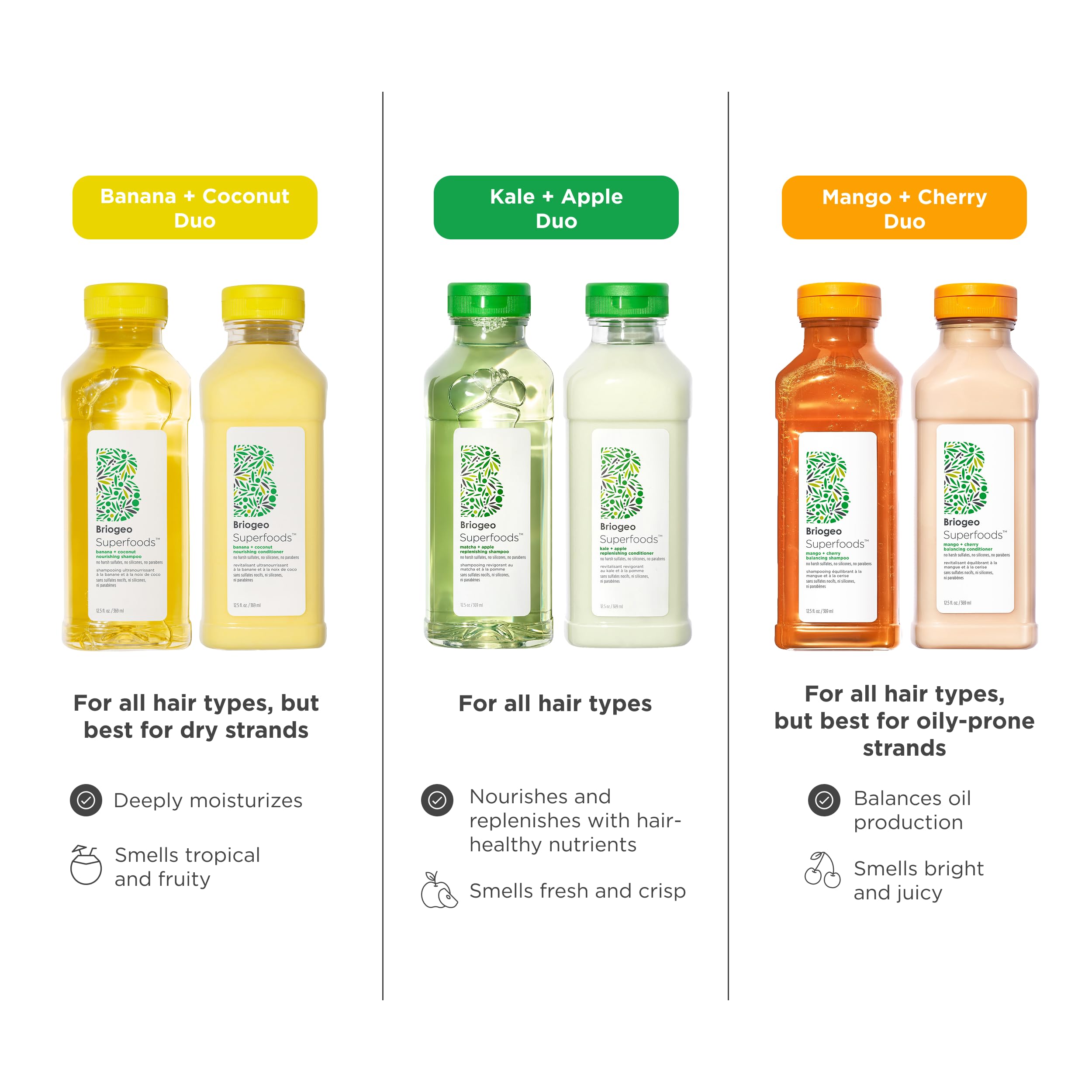 Briogeo Superfoods Mango + Cherry Hair Pack texture closeup highlighting lightweight hydration.