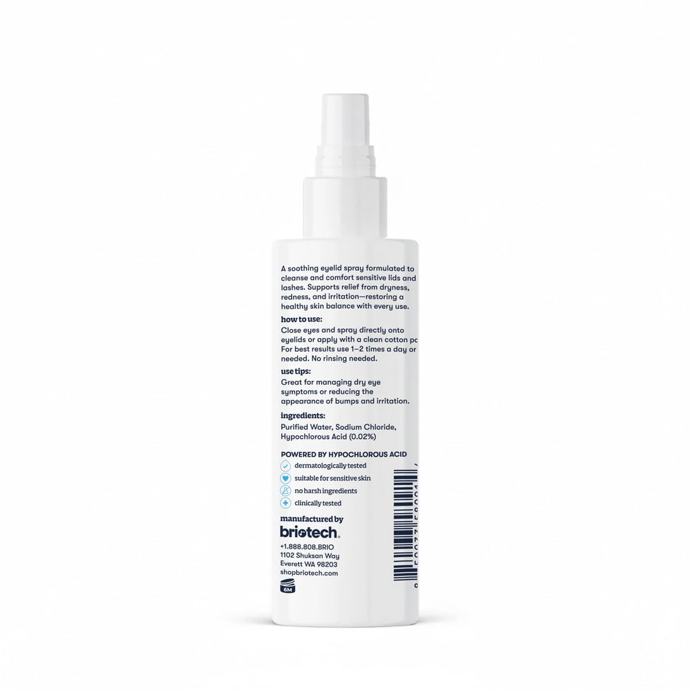 BRIOTECH Eyelid Cleanser cotton pad use promotes gentle debris removal.