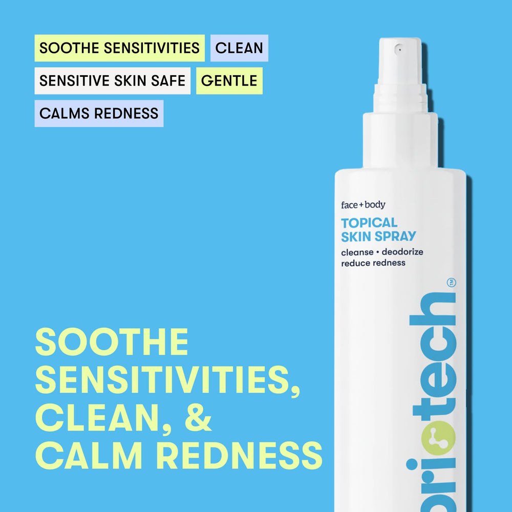BRIOTECH HOCl closeup bottle label highlights additive-free formula for sensitive skin.