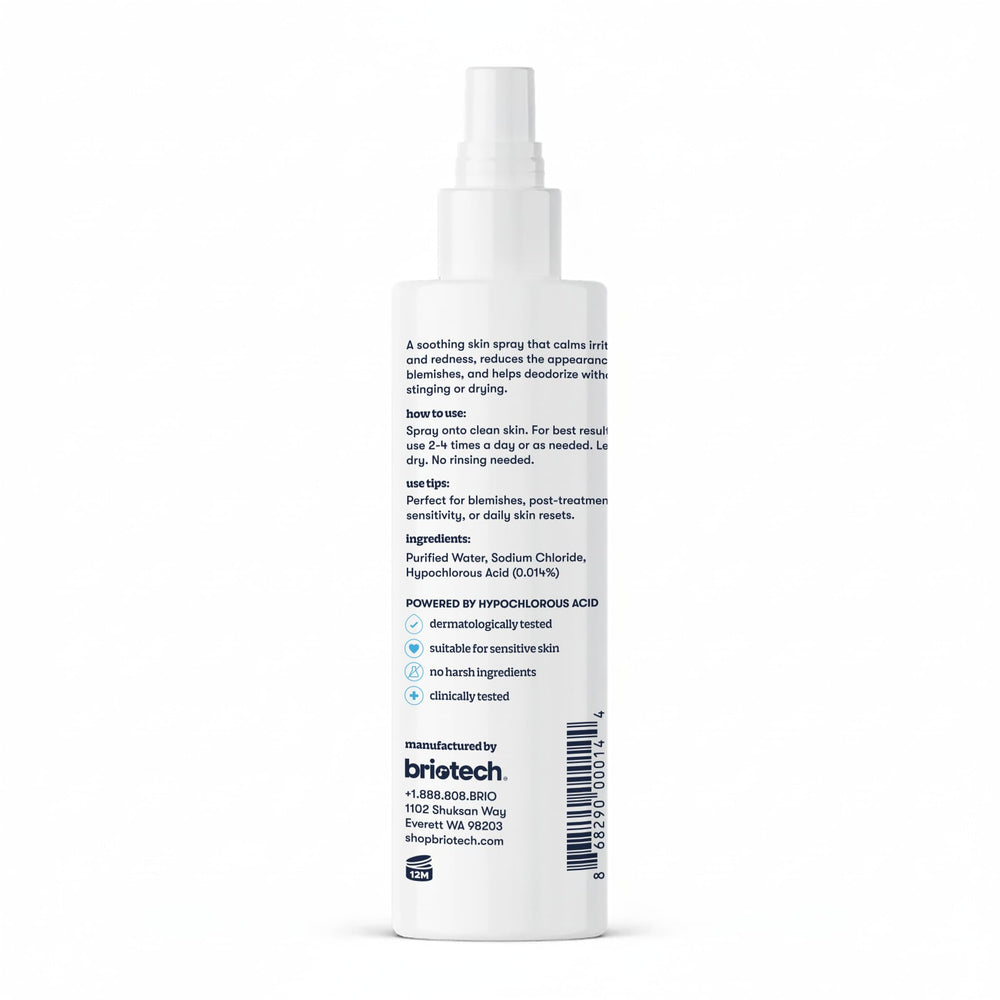 BRIOTECH scalp soothing spray provides cooling relief during cleansing.