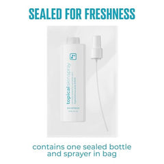 BRIOTECH topical skin spray mist demonstrates easy application for calming redness.