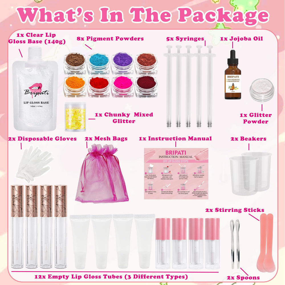 BRIPATI lip gloss empty tubes ready for personalized color blends and convenient use.