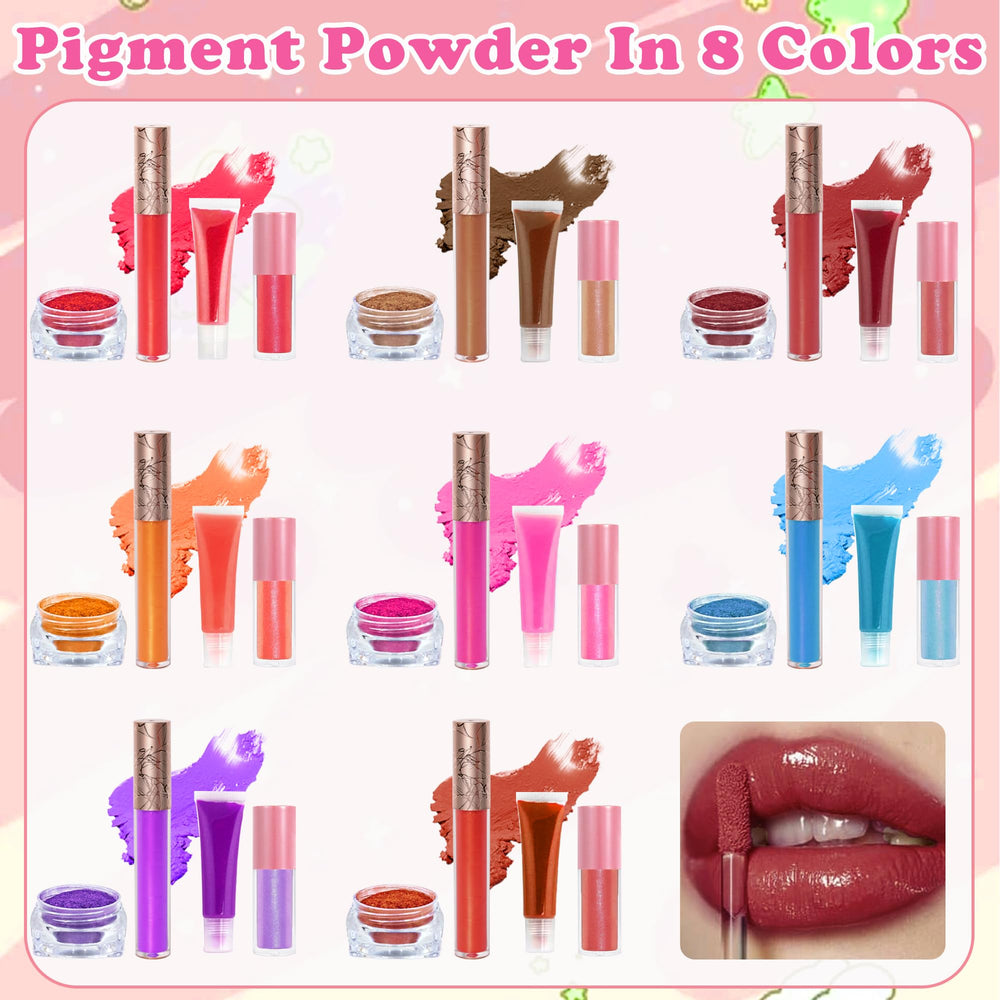 BRIPATI pigment powders in eight colors for vibrant, mixable gloss creations.