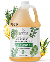 Brittanie's Thyme castile bottle with rosemary-peppermint scent for refreshing cleansing.
