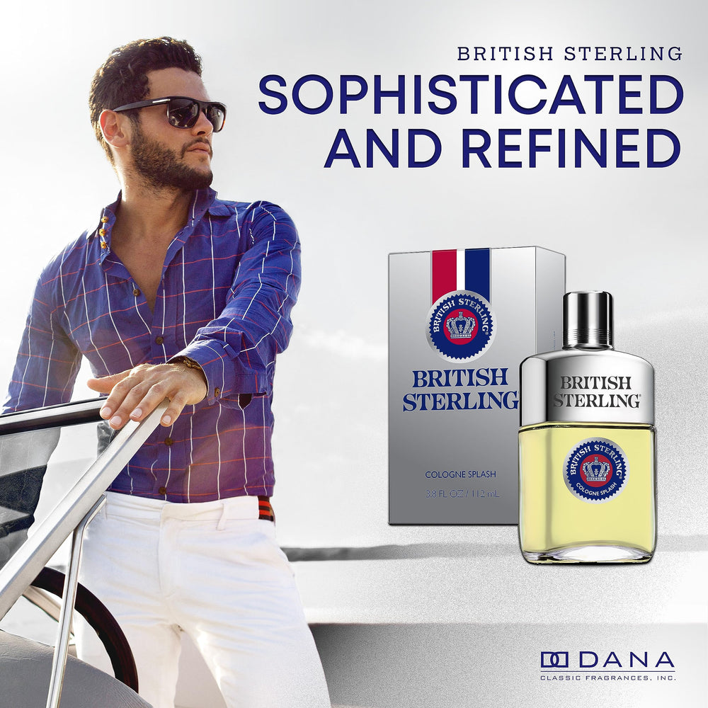 British Sterling Cologne Splash cap closeup—sleek presentation for a refined look.