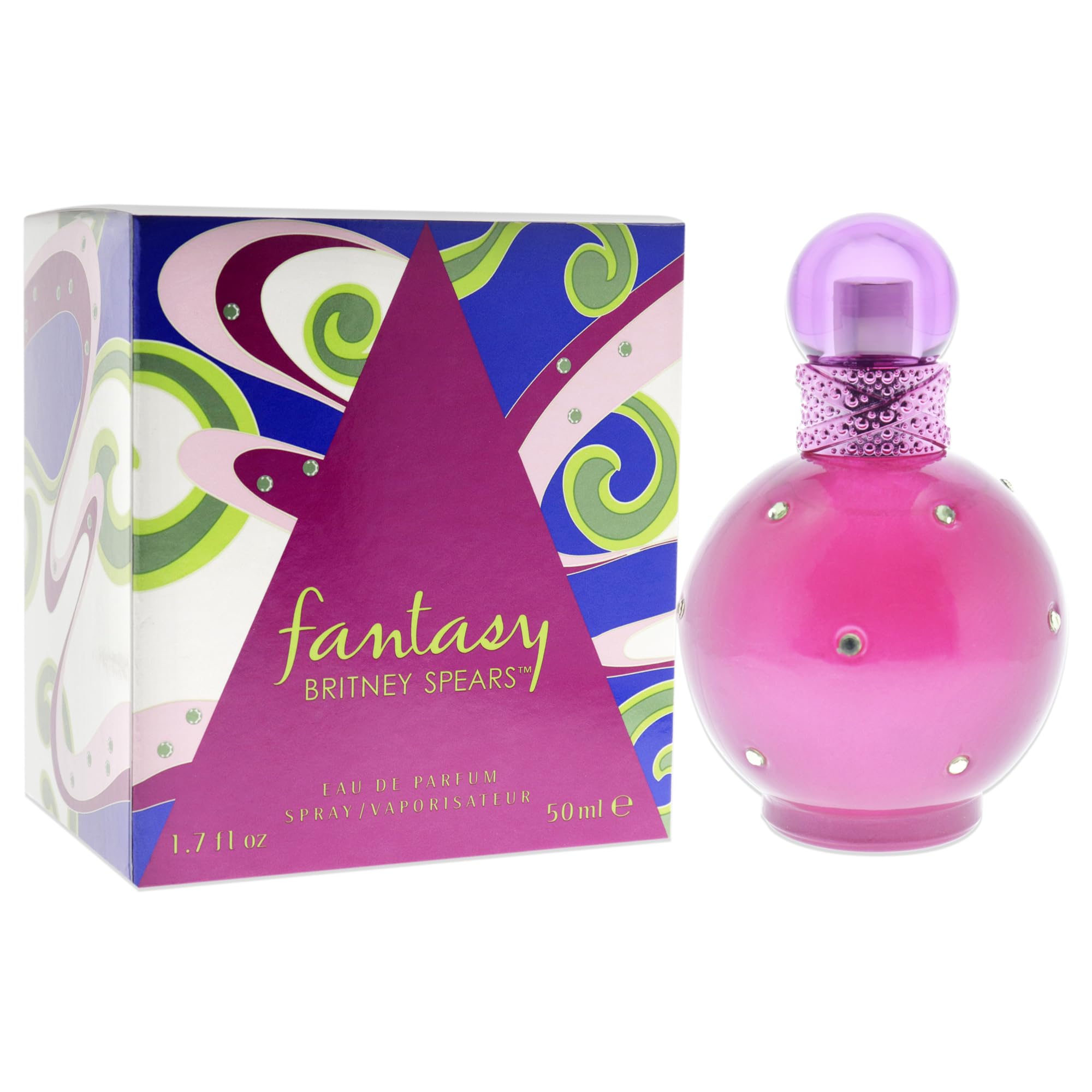 Britney Spears Fantasy pink bottle detail—vibrant packaging for chic, gift-ready style.