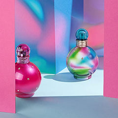 Britney Spears Festive Fantasy EDT bottle label close-up with premium fragrance branding.