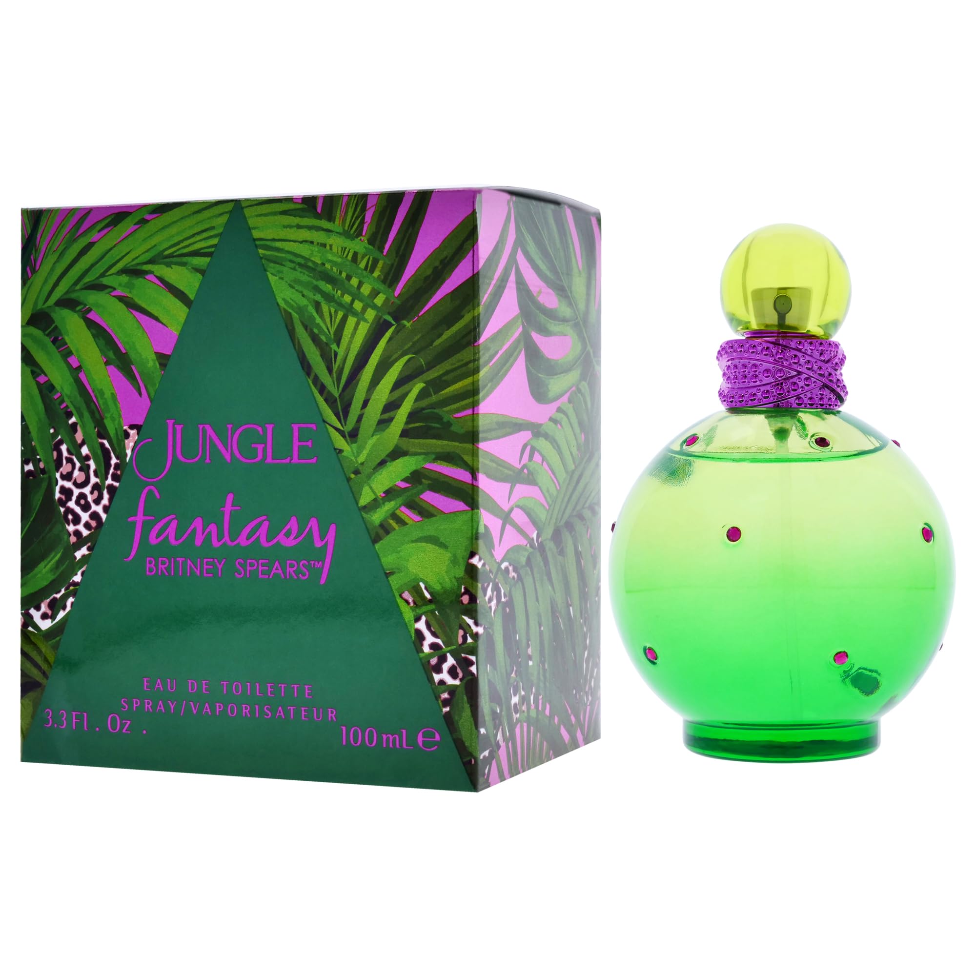 Britney Spears Jungle Fantasy top view reveals elegant bottle silhouette for gifting.