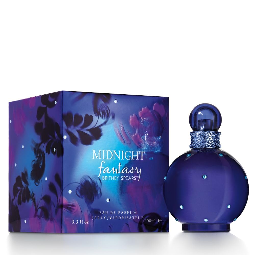 Britney Spears Midnight Fantasy bottle on vanity for elegant dressing ritual