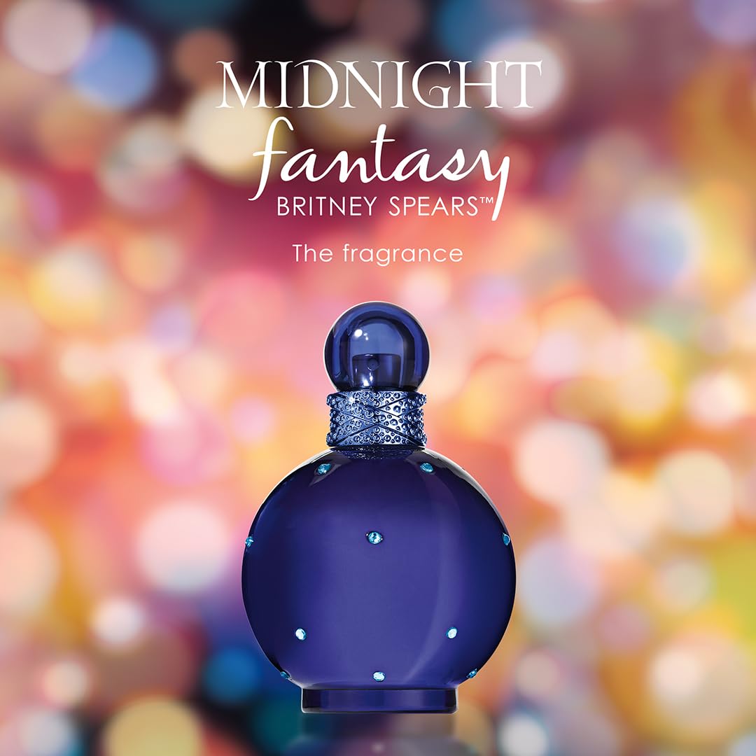 Britney Spears Midnight Fantasy iris detail, elegant accent enhancing romantic fragrance moments.