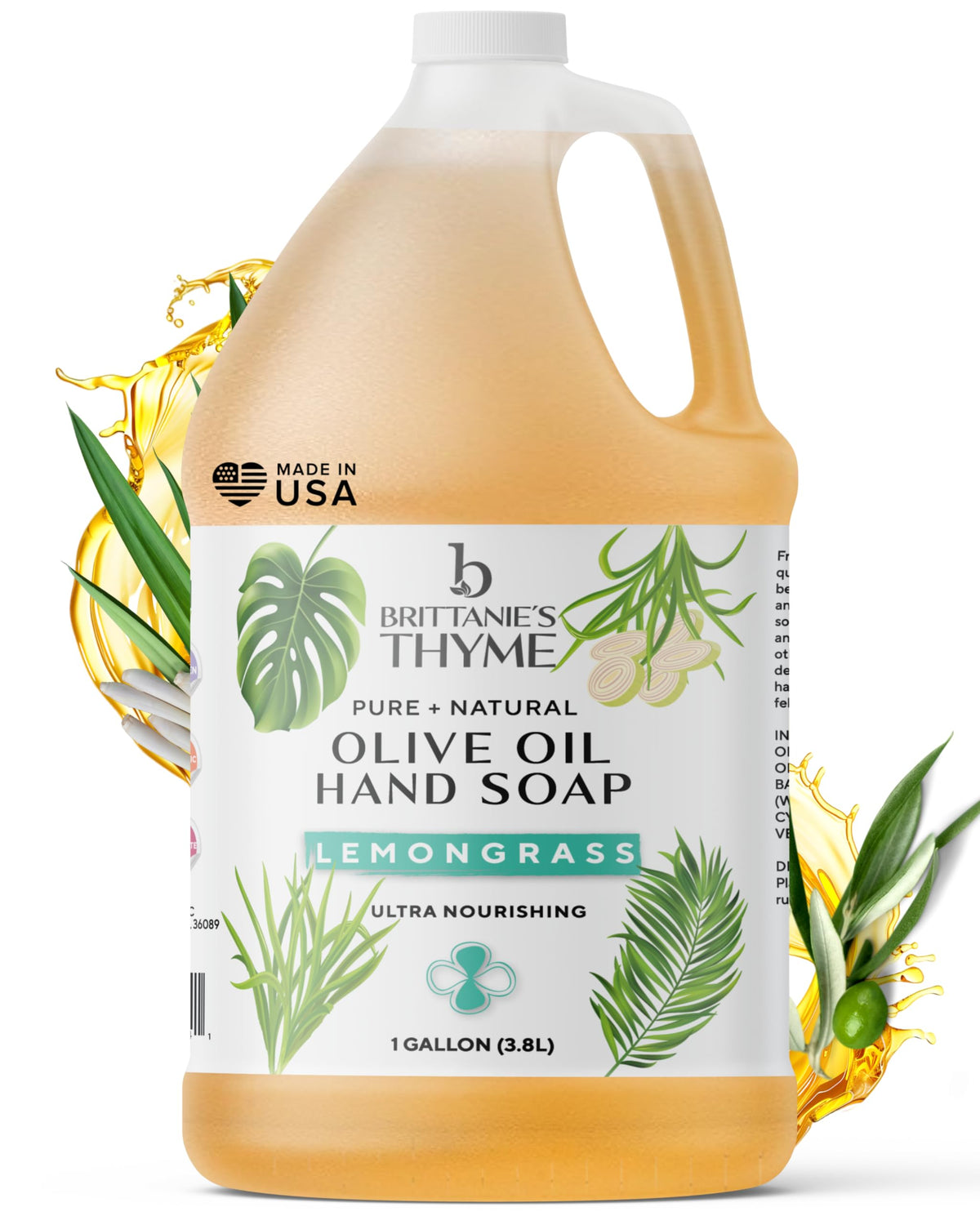 Brittanie's Thyme lemongrass castile soap bottle for skin and surfaces