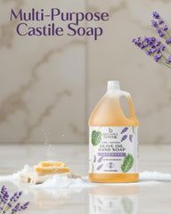 Brittanie's Thyme lavender castile soap being poured for easy refill and aroma.