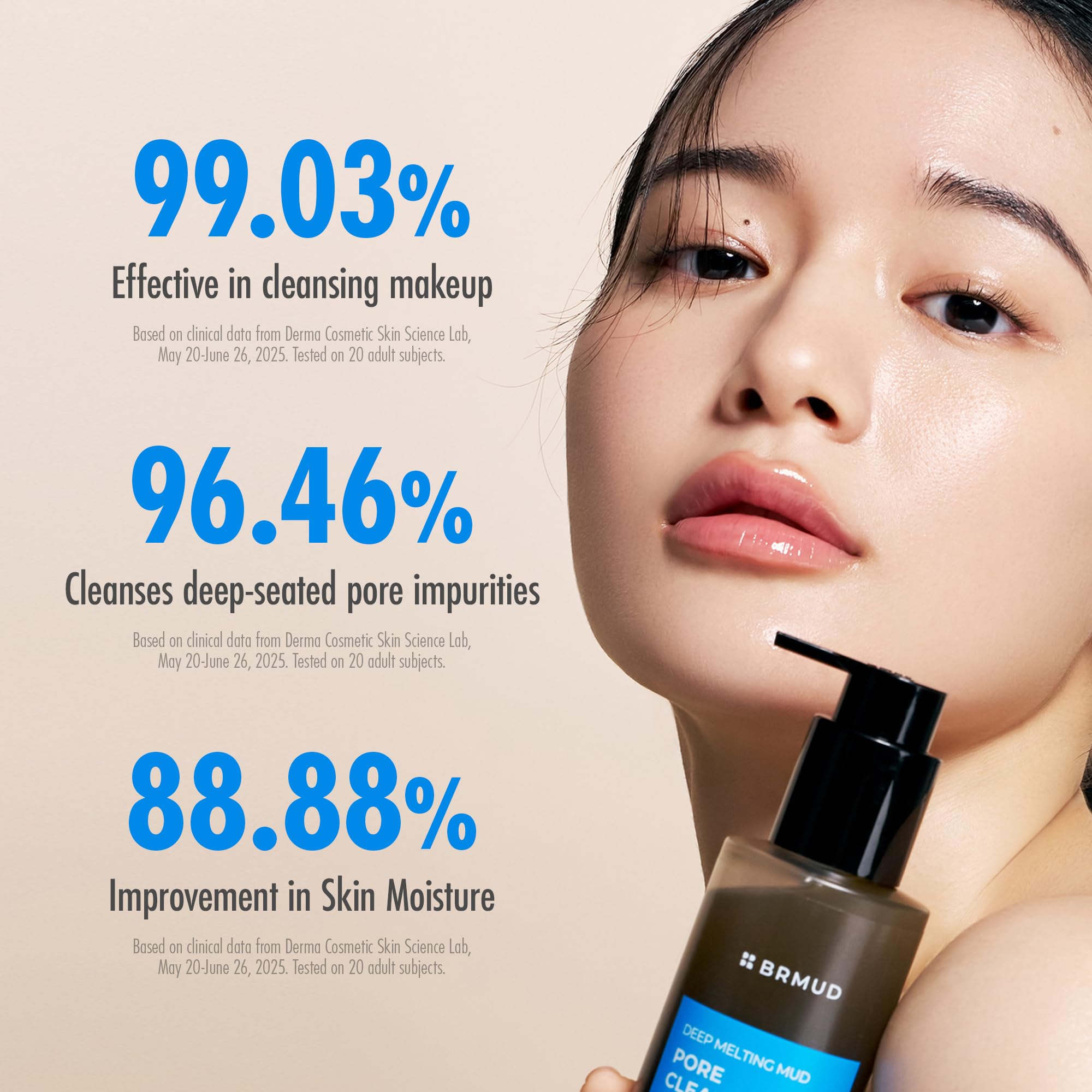 BRMUD cleansing texture image suggests gentle balm-milk-oil blend for comfortable rinse