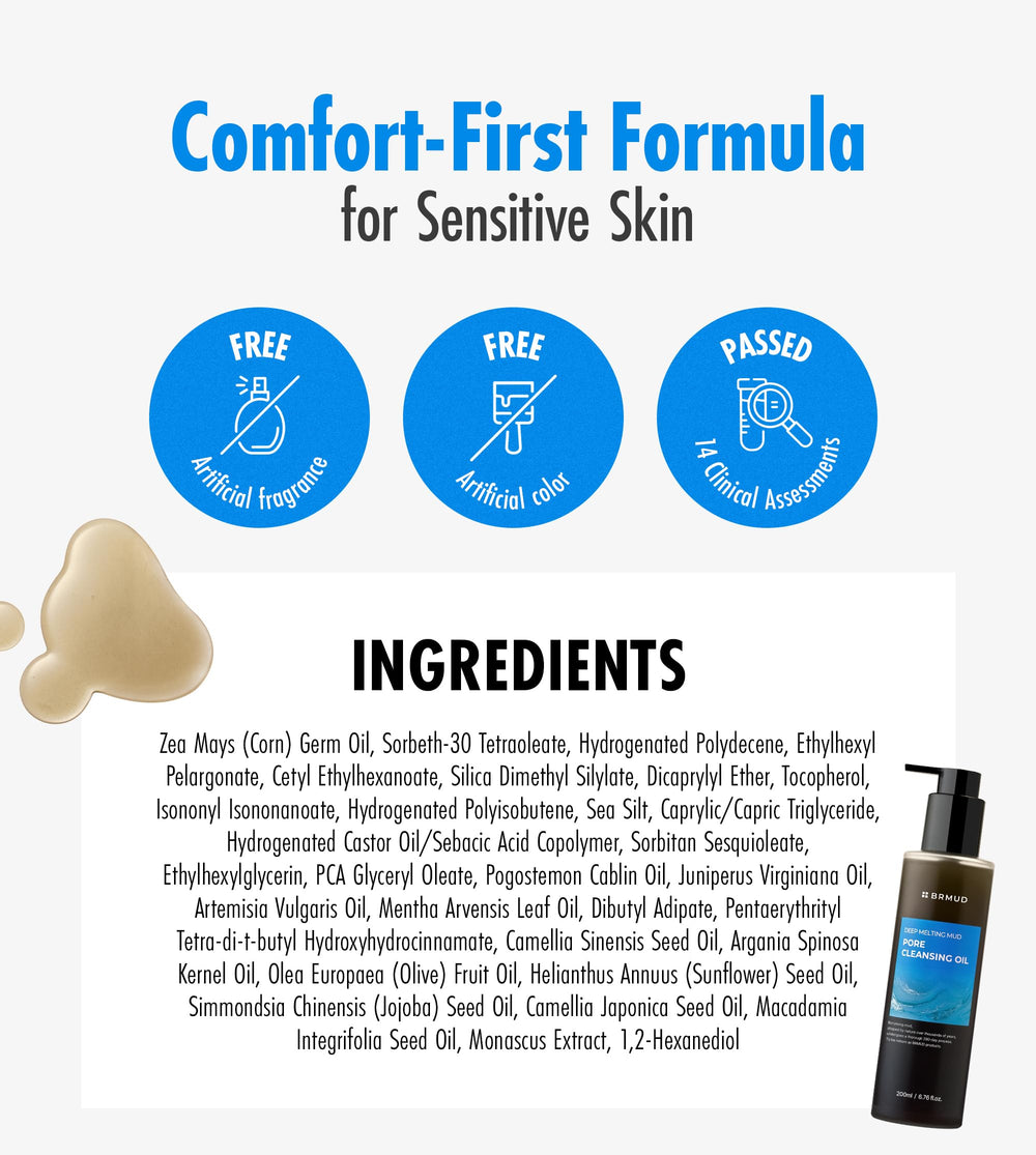 BRMUD packaging closeup confirms vegan, non-comedogenic formula in a 6.76 fl oz bottle