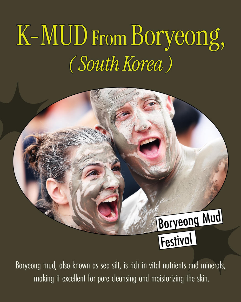 BRMUD Relief Mud Mask provides a 15–20 minute at-home treatment.