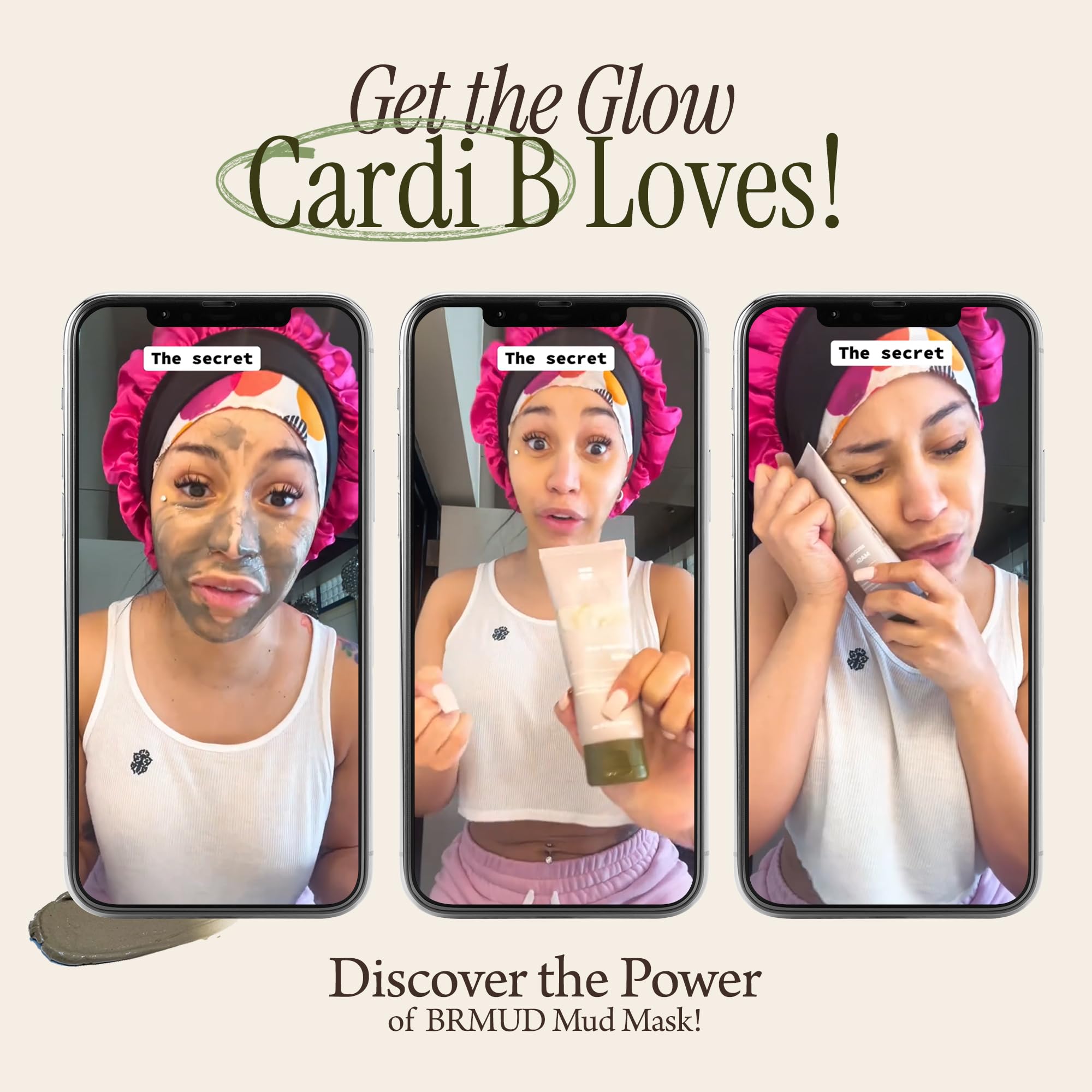 BRMUD Relief Mud Mask texture whipped cream closeup highlights gentle exfoliation.