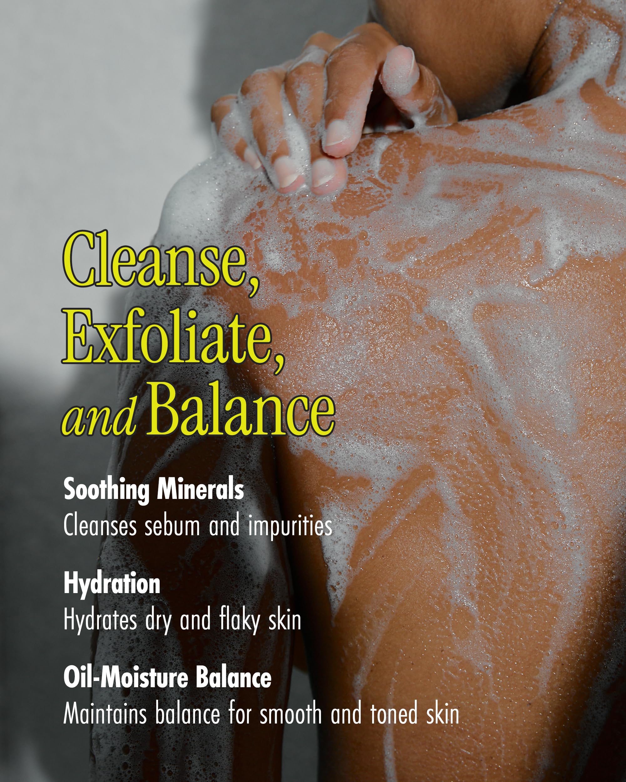 BRMUD Relief Mud Scrub application on chest for even tone.