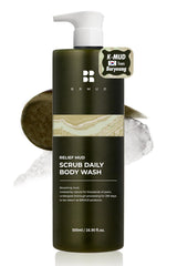 BRMUD Relief Mud Scrub bottle for daily exfoliation and cleansing.