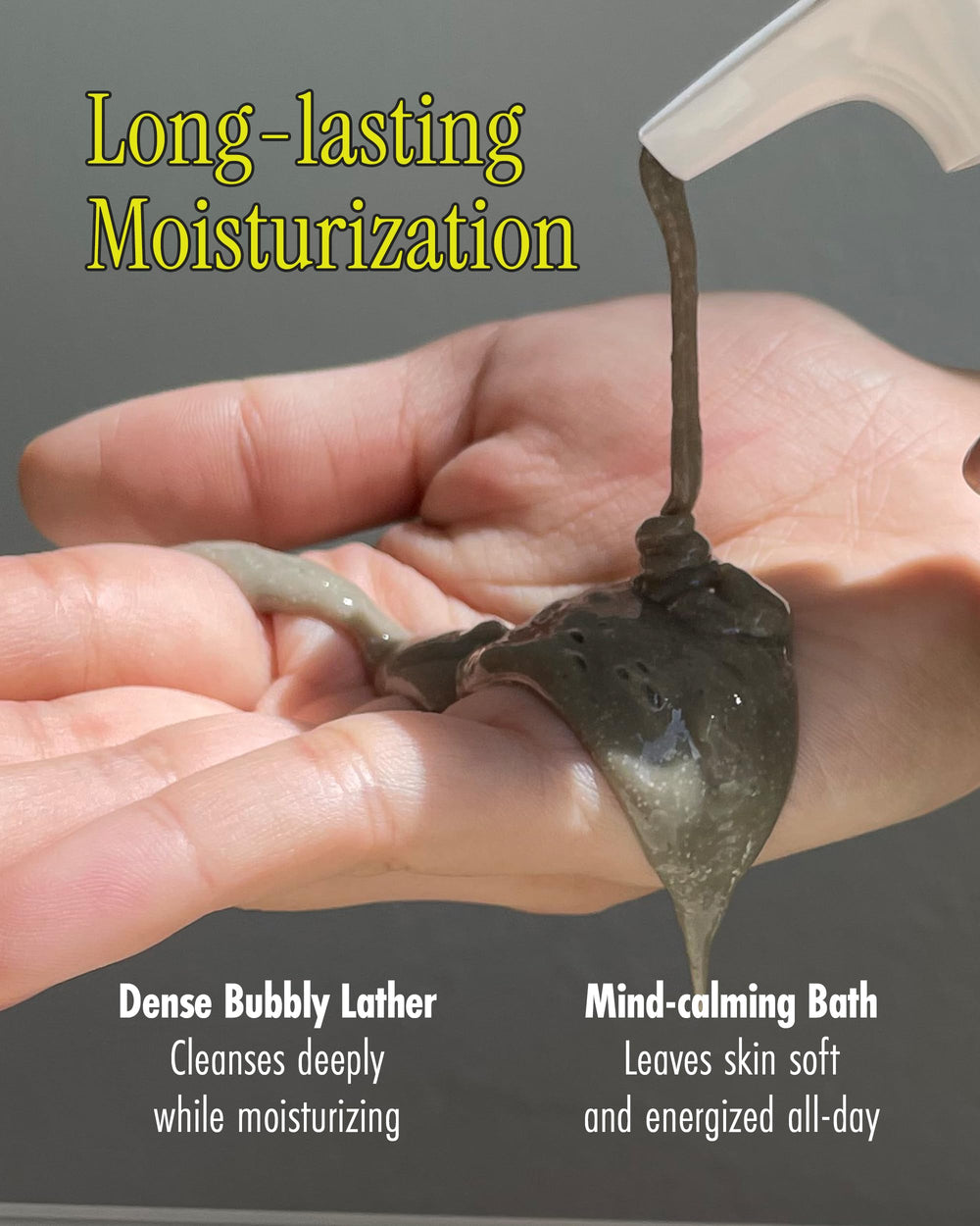 BRMUD Relief Mud Scrub near mirror highlighting daily skincare ritual.