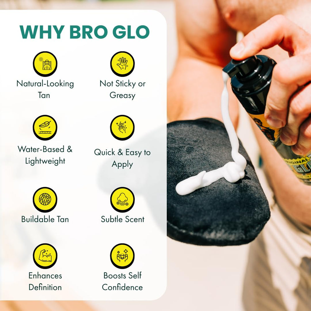 Bro Glo lightweight foam texture dries fast and feels non-greasy.