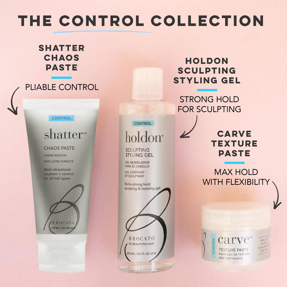 Brocato Holdon daily styling ritual supports all hair types with flexible finger or heat styling.