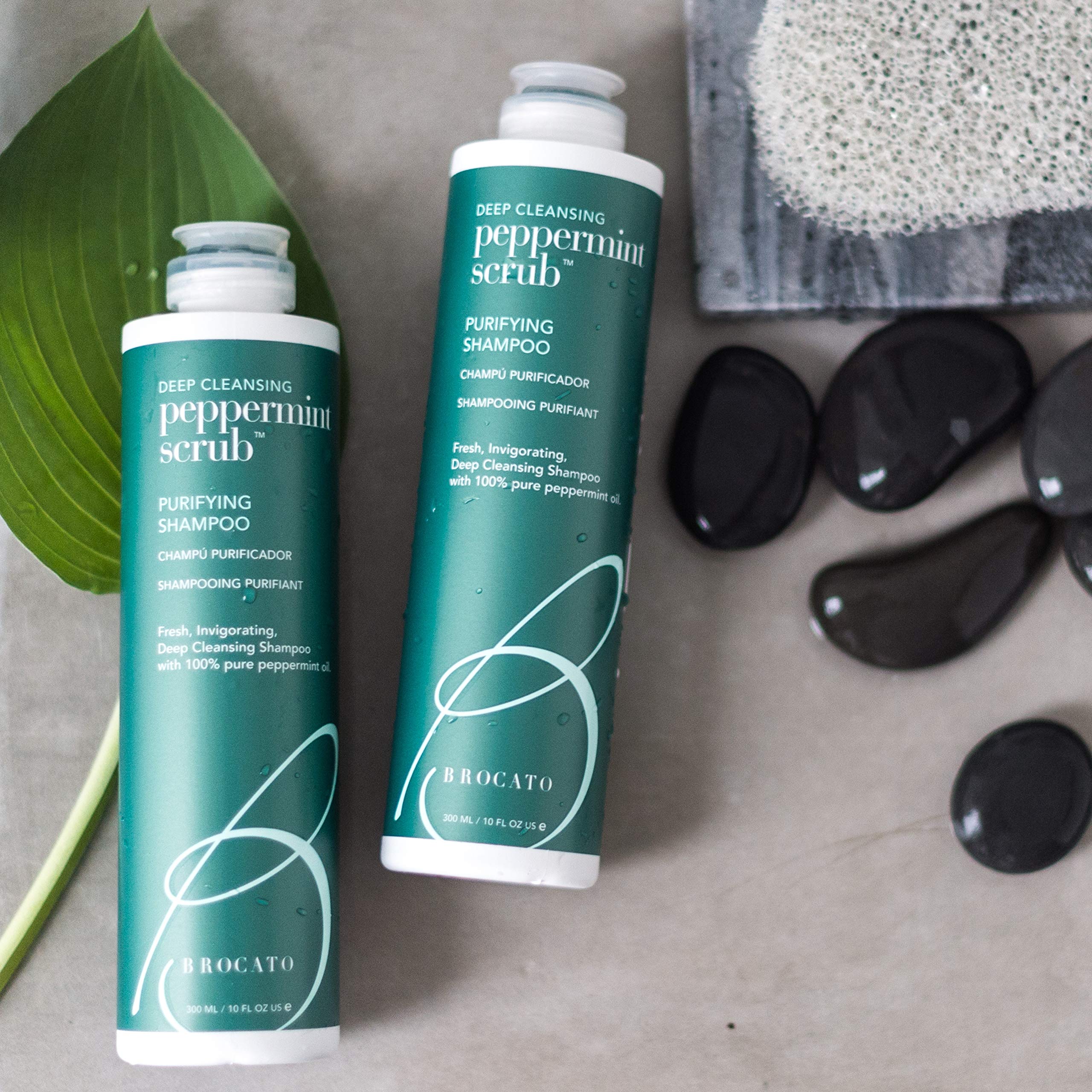 Brocato Peppermint Scrub Purifying Shampoo 32oz bottle for generous usage