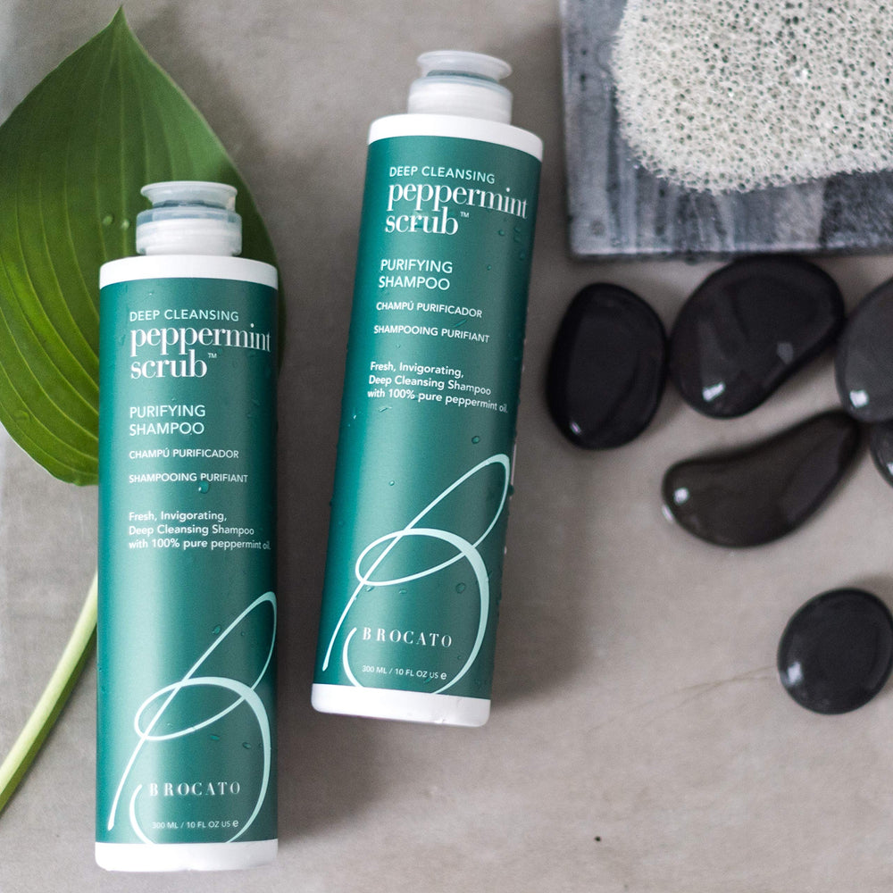 Brocato Peppermint Scrub Purifying Shampoo 32oz bottle for generous usage