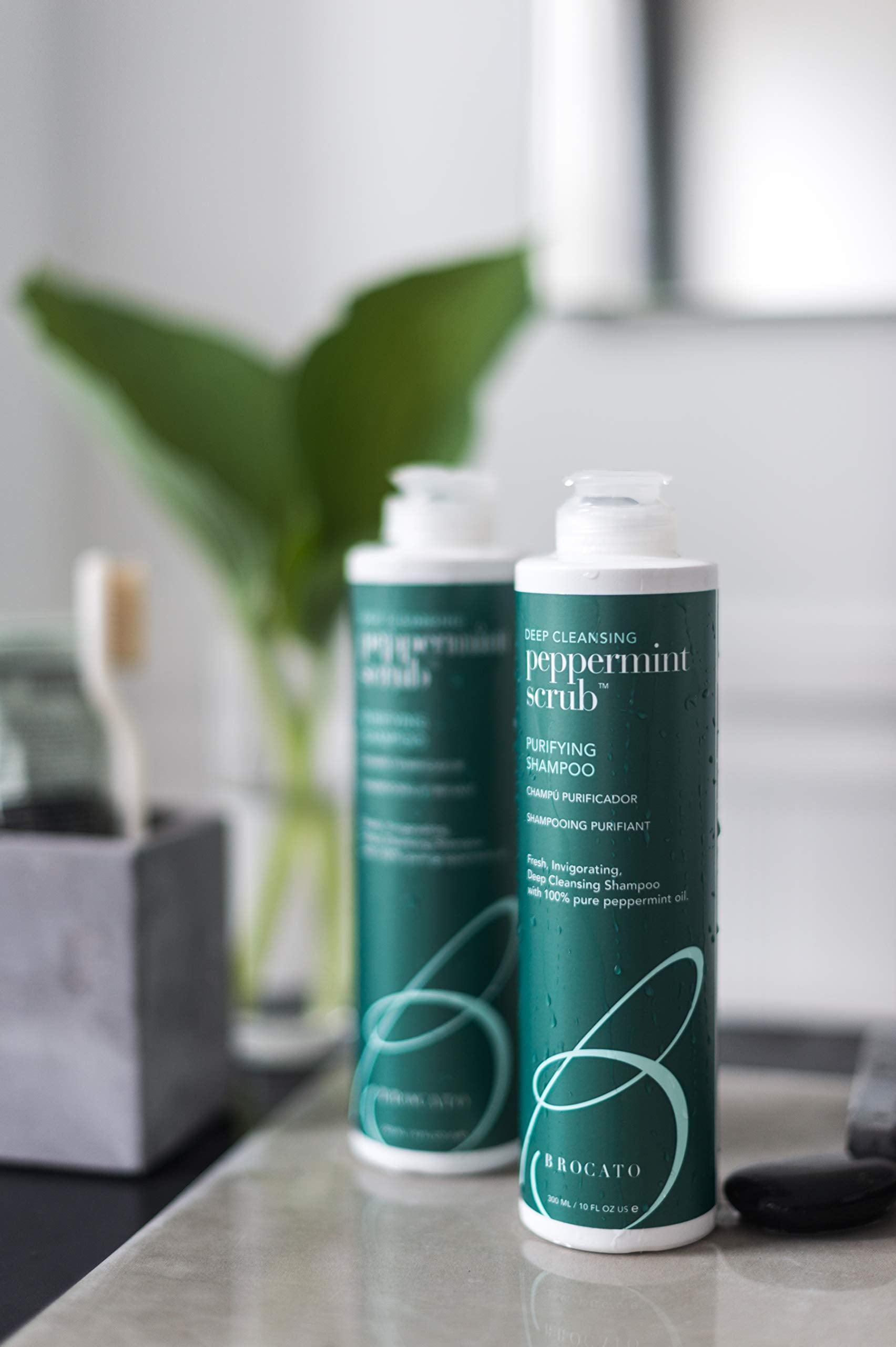 Brocato Peppermint Scrub Purifying Shampoo hair result with shine and softness