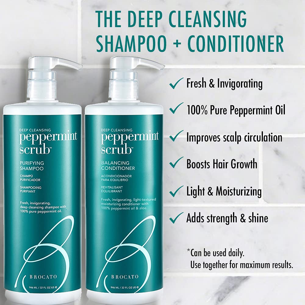 Brocato Peppermint Scrub Purifying Shampoo ingredients with peppermint oil and sulfate-free formula