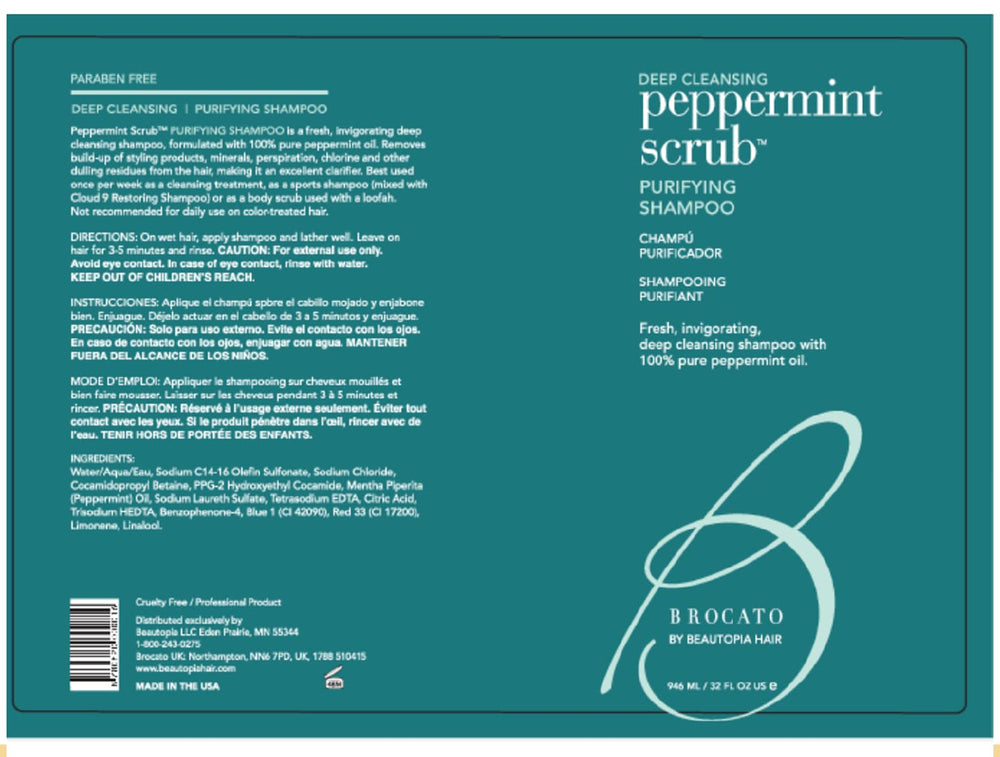Brocato Peppermint Scrub Purifying Shampoo lather demonstrates cleansing action and aroma