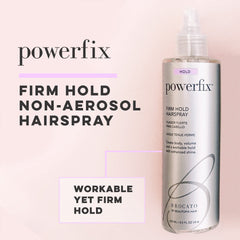 Brocato Powerfix hairspray nozzle delivering a precise non-aerosol mist for controlled styling.