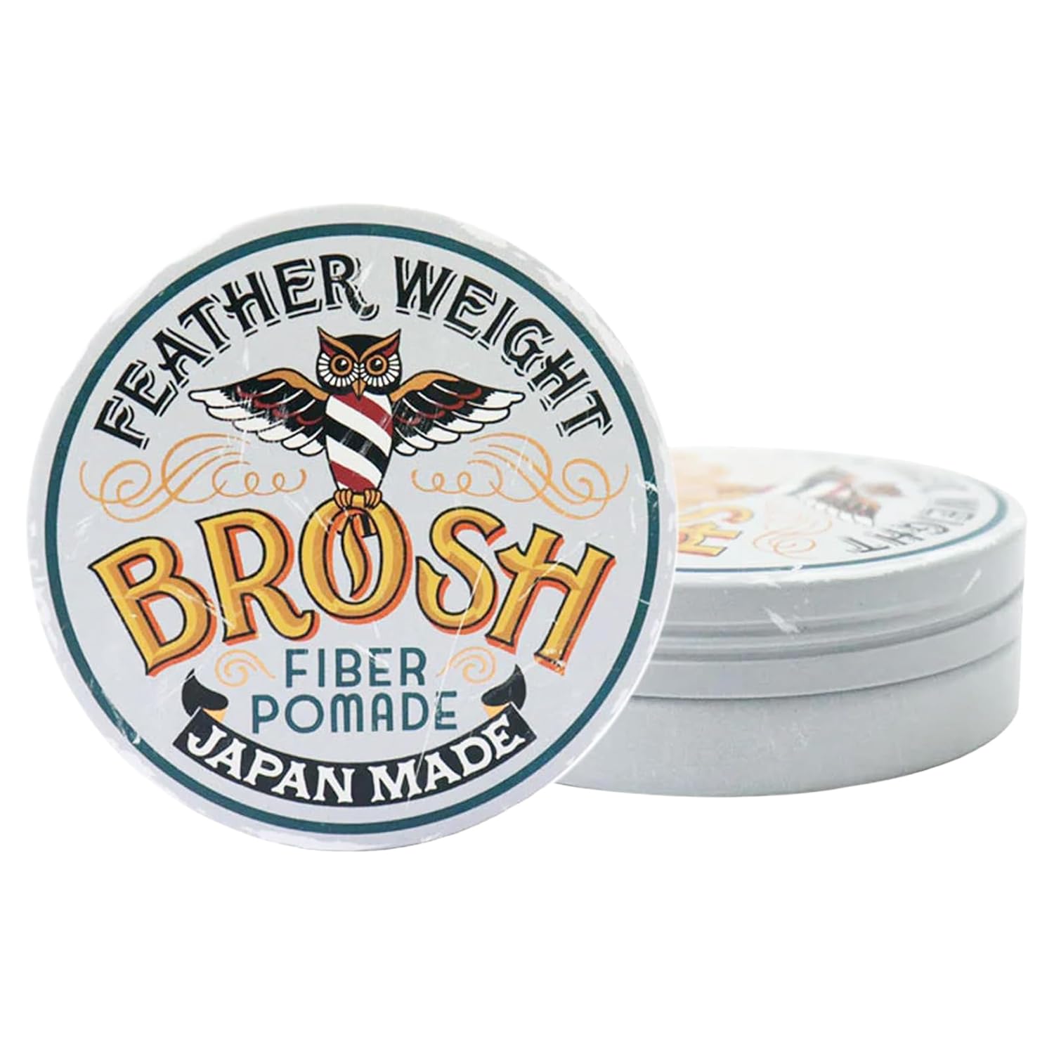 BROSH Feather Weight Pomade front jar shows compact 4 oz packaging for easy daily styling.