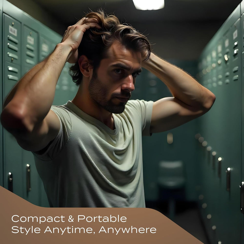 BROSH Feather Weight Pomade hands applying demonstrates effortless work-in for flexible hold and reworkable style.
