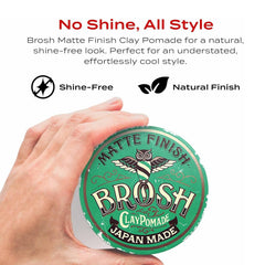 BROSH matte pomade hands applying for textured, no-sticky styling.
